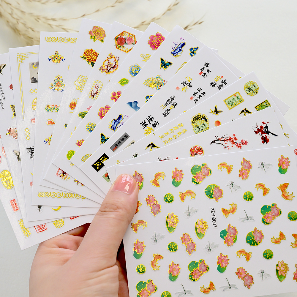 Gold Foil Flakes - 12 Pz/lotto Stile Cinese Lotus &