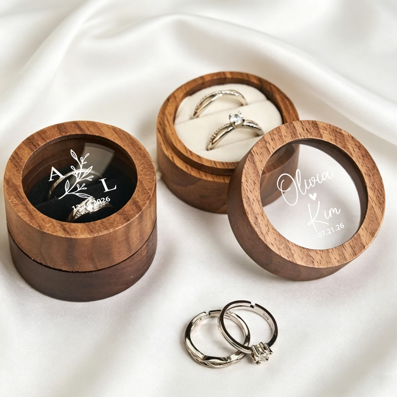 Wood Ring Blank - Scatola Personalizzata per Anelli Nuziali, Rotonda