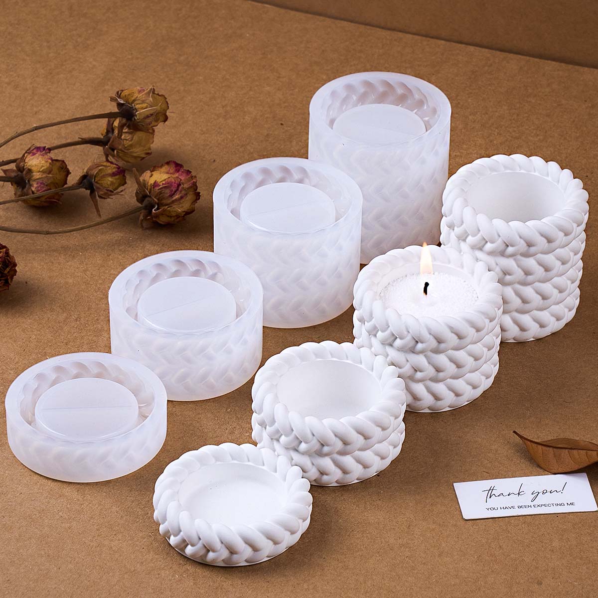 Coaster Mold Round - 1/2/3/4 Pavimenti Corda di Canapa Barattolo