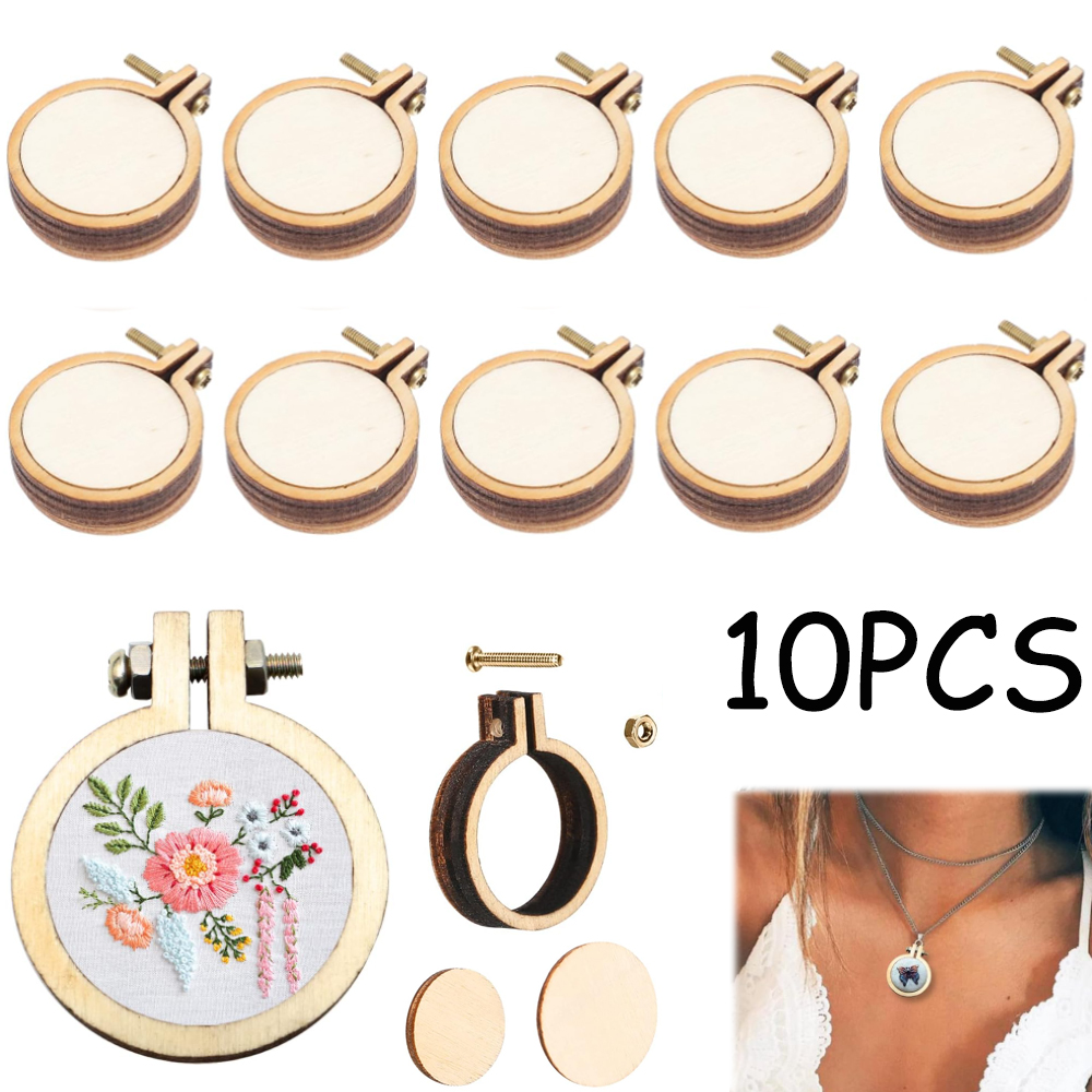 Wood Ring Blank - 10 pz/set Mini Legno Da Ricamo