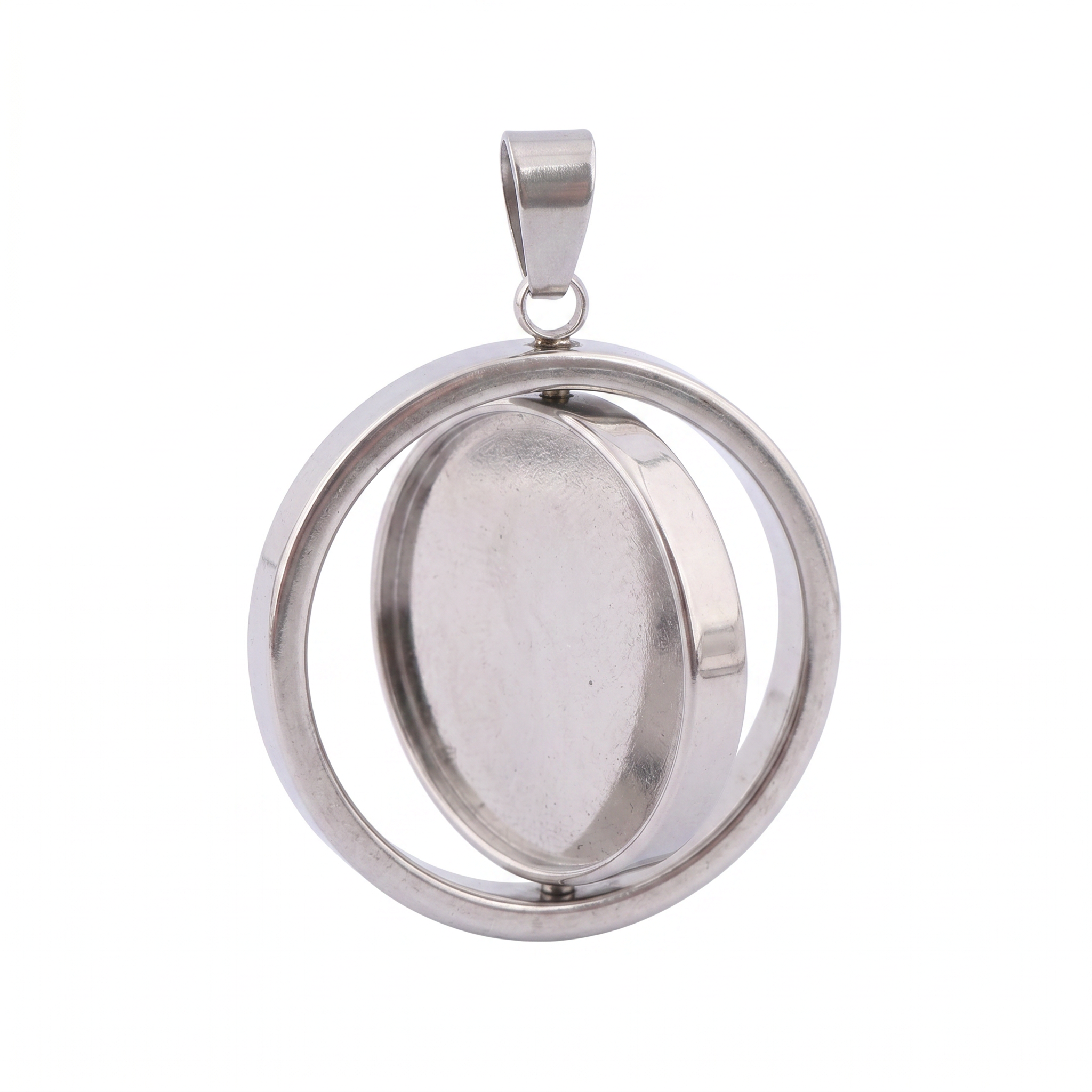 Bezels Set Pendant - 3 Pezzi Vassoio Rotante in Acciaio
