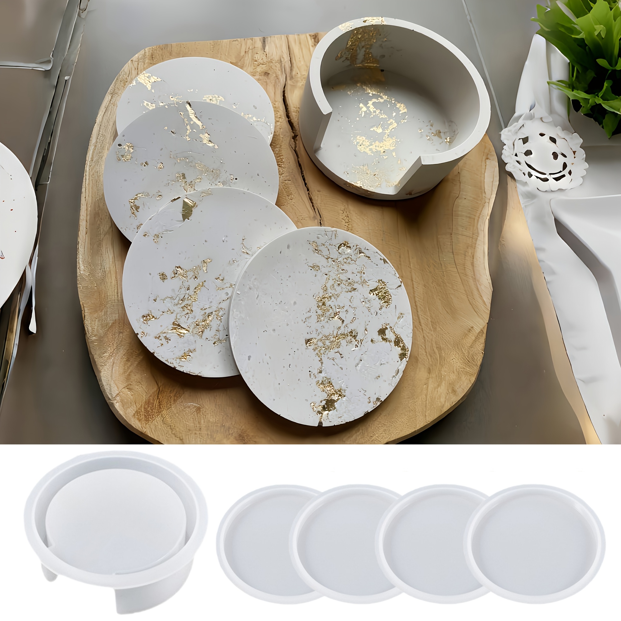 Coaster Mold Round - Set di 5 Stampi in Silicone