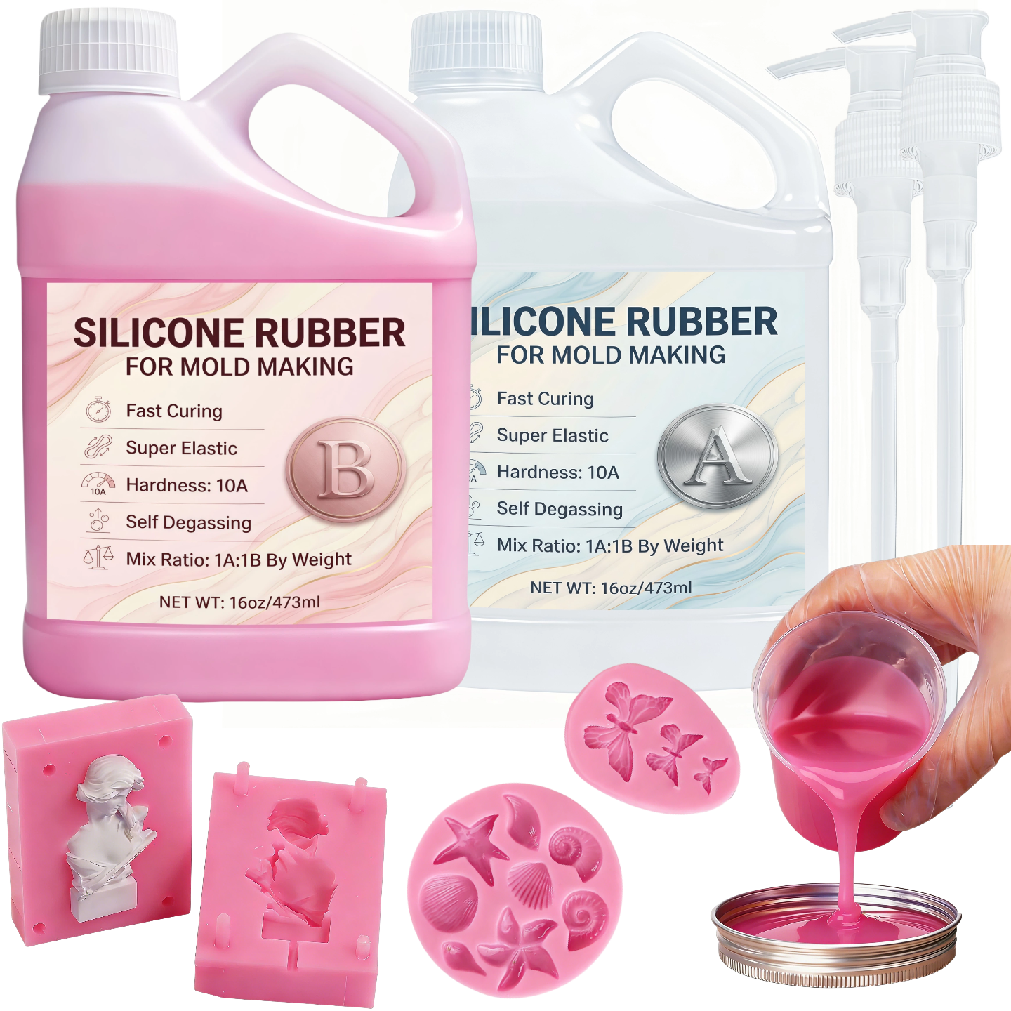 Resin Craft Material - Gomma siliconica liquida rosa, resina siliconica