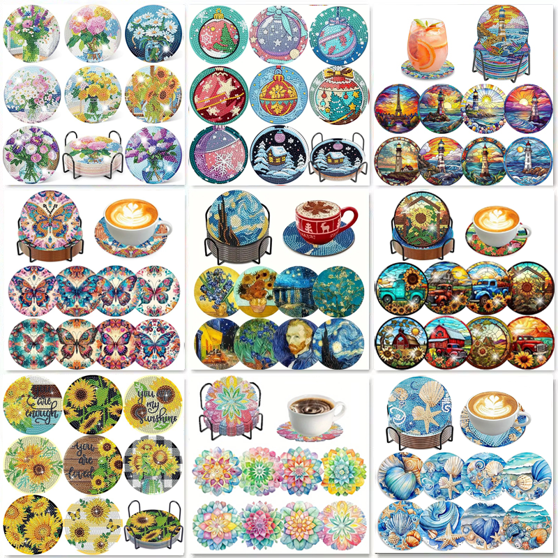 Resin Craft Kit - Set di 8 Sottobicchieri con Pittura