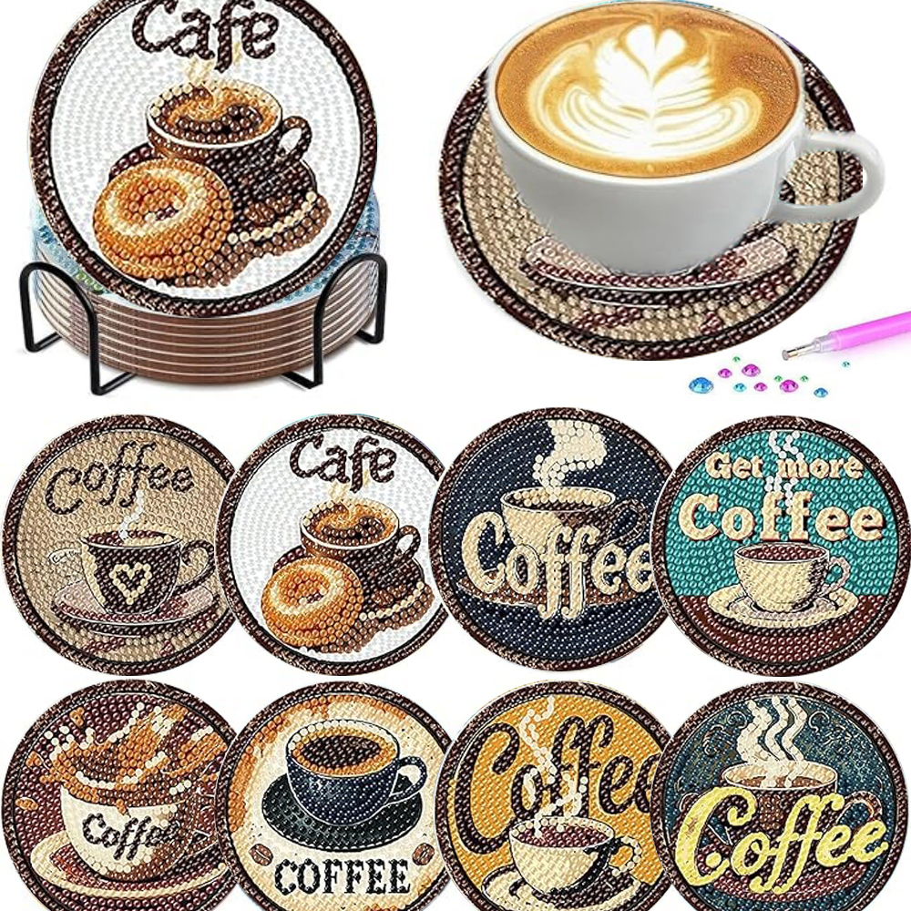 Resin Craft Kit - Set di 8 Sottobicchieri Dipinti con