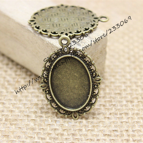 Bezels Set Pendant - 40 pz/lotto lega di bronzo Antico