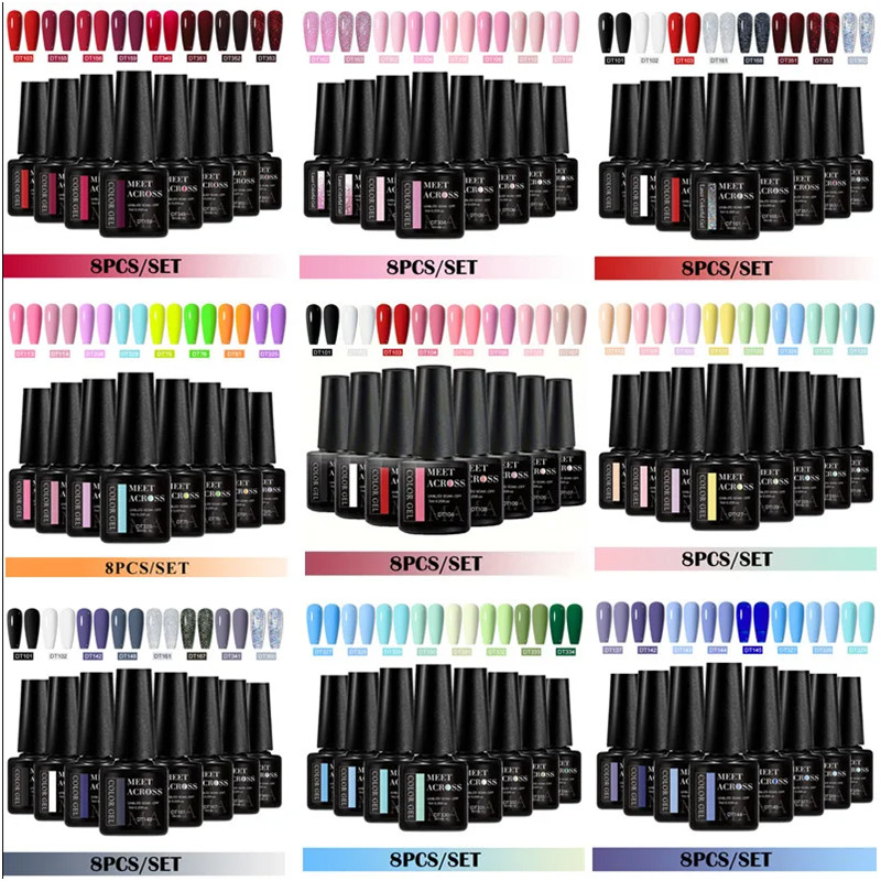 Resin Glitter Pack - Set di 8 Smalti Gel Semipermanenti