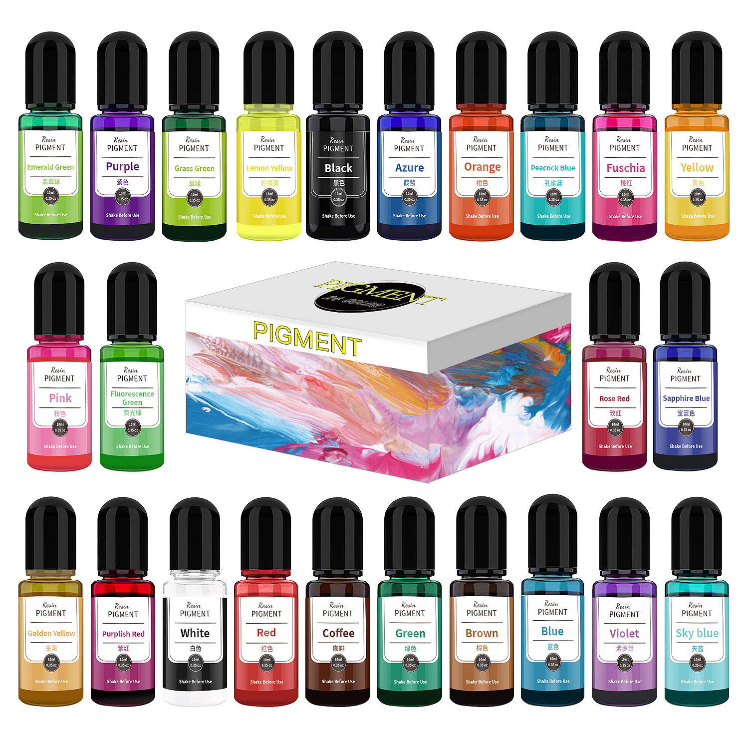 Resin Dye Alcohol - 24/30 Colori Set 10ml Resina Epossidica