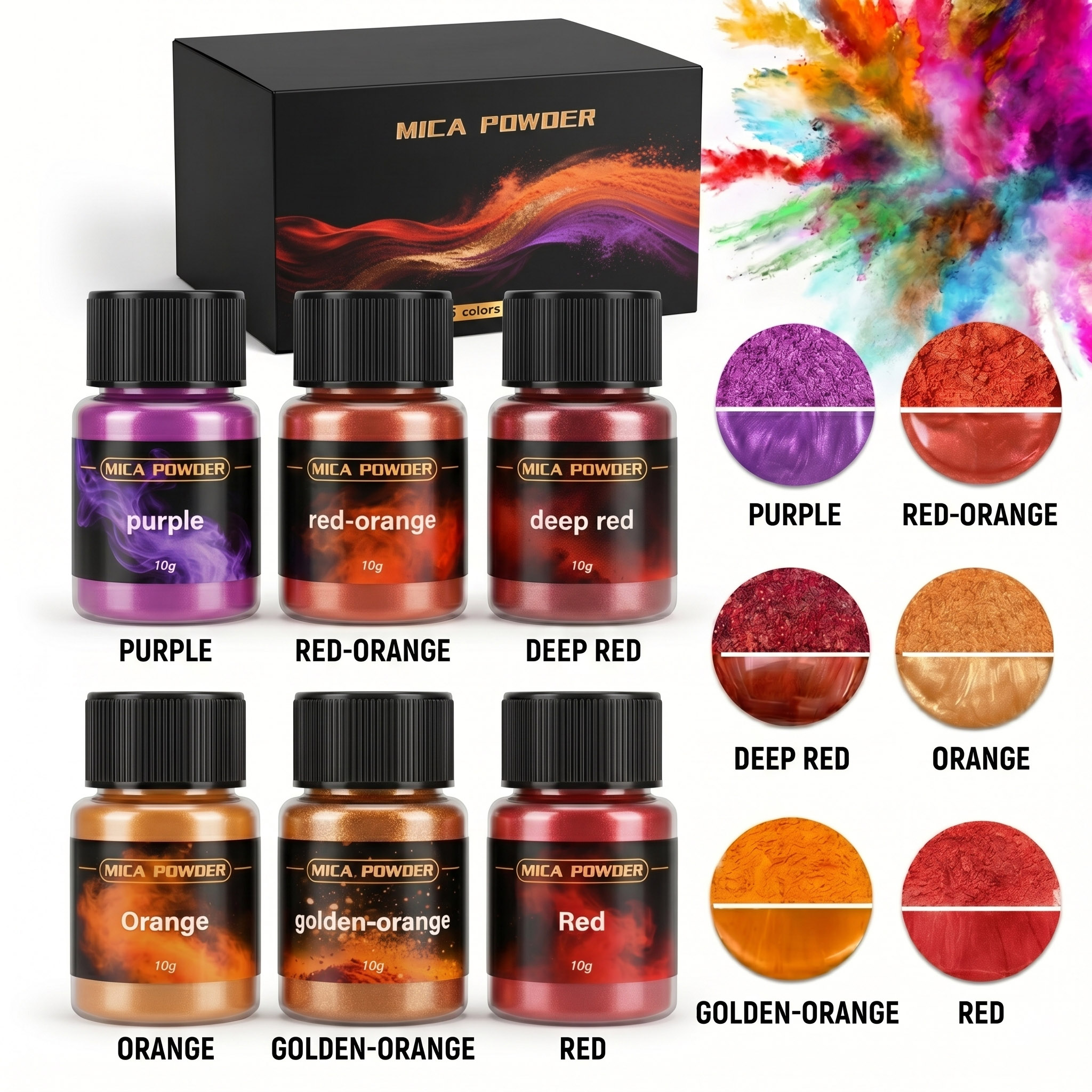 Resin Pigment Set - 6 colori/set di pigmenti metallici in