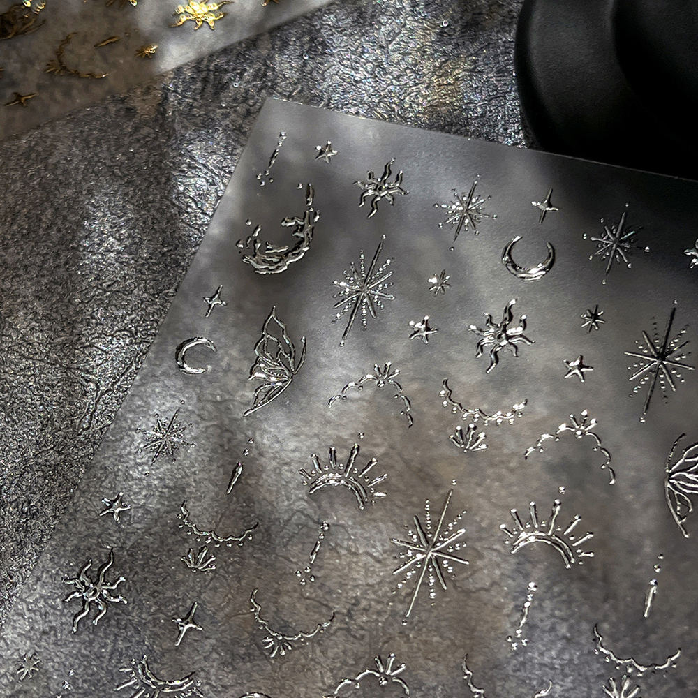 Gold Foil Flakes - 3D abbronzante oro argento luna stella