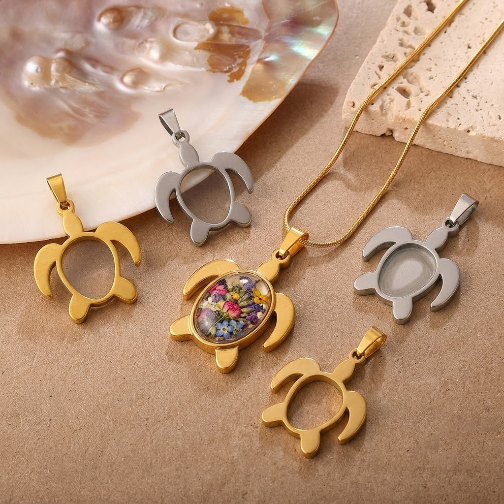 Bezels Set Pendant - 5 pz/lotto Base per Cabochon a