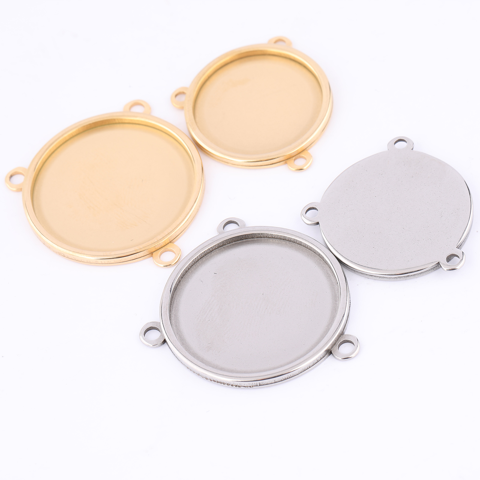 Bezels Set Pendant - 5 pz Acciaio Inossidabile Placcato Oro