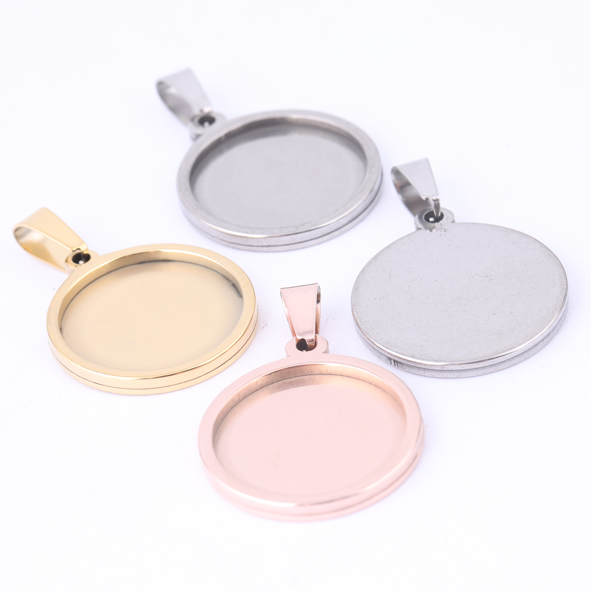 Bezels Set Pendant - 5 pezzi in acciaio inossidabile 16mm