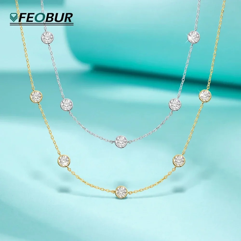 Bezels Set Pendant - Collana Moissanite da 5 mm certificata