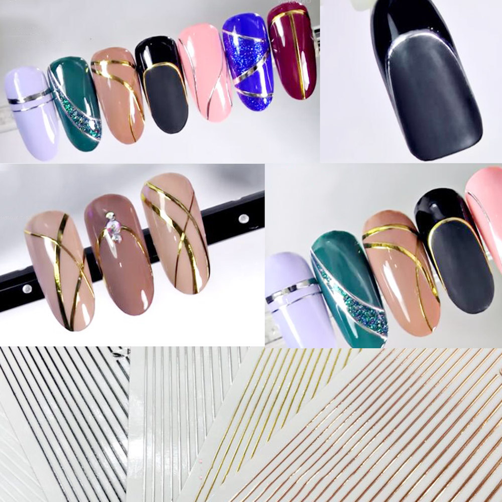 1 foglio 3D oro argento linee  - Gold Foil Flakes recensione e prezzo