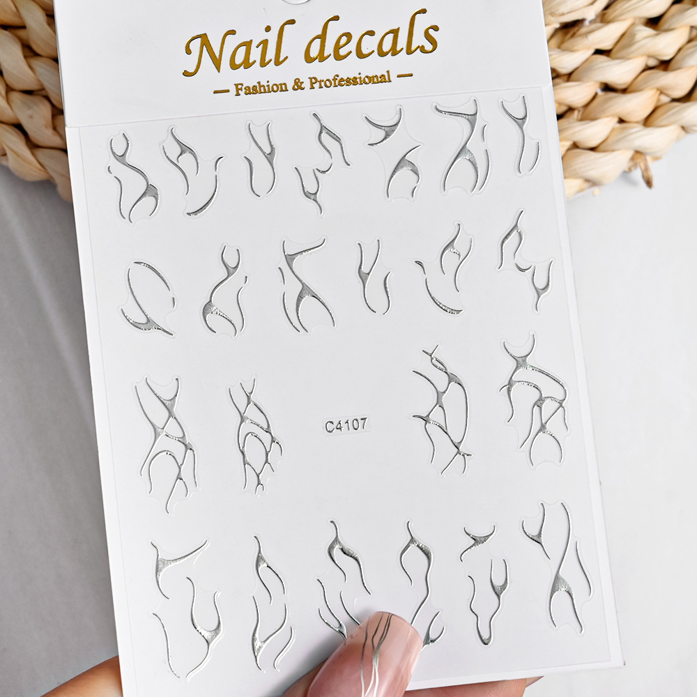 3D Silver Flame Nail Sticker G - Gold Foil Flakes recensione e prezzo