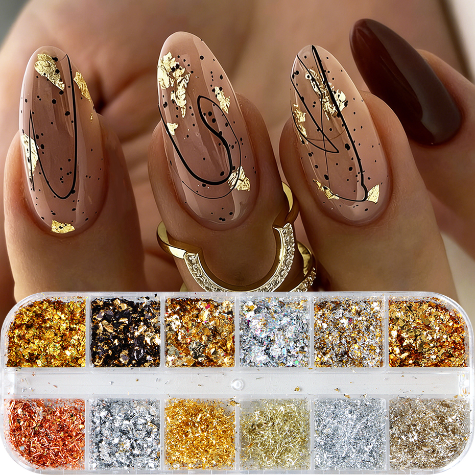 12 Griglie di Glitter Dorati e - Gold Foil Flakes recensione e prezzo