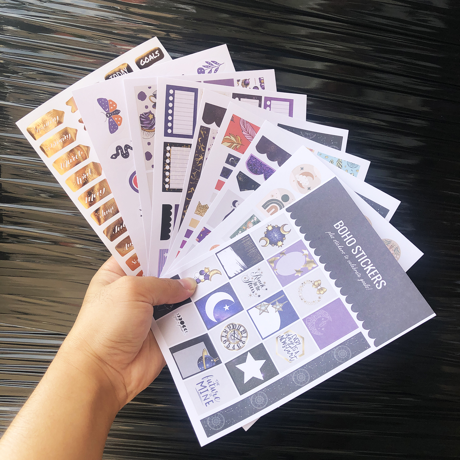 9 fogli BOHO Stickers Mystery  - Gold Foil Flakes recensione e prezzo