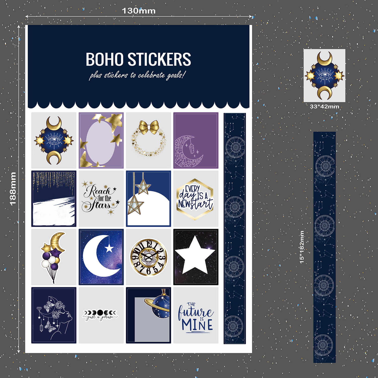 9 fogli BOHO Stickers Mystery  - Gold Foil Flakes recensione e prezzo